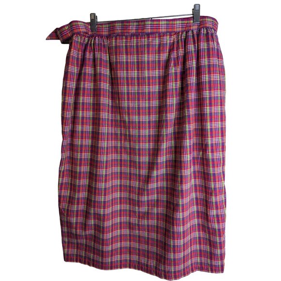Liz Claiborne 100% cotton retro plaid elastic waist w/pockets midi skirt sz 20P - Picture 6 of 10